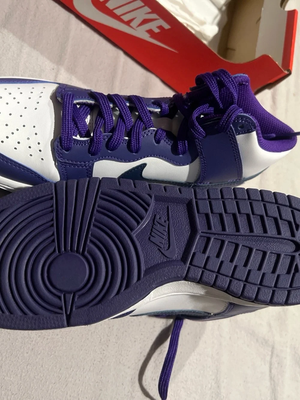 Nike Kids High-Top Sneakers — Purple and White